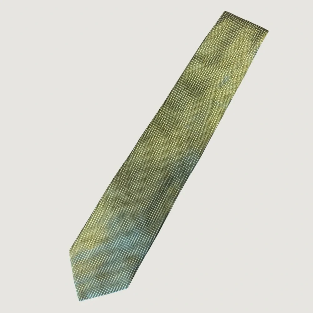 1660 | Brooks Brothers 346 Silk Geometric Textured Classic Necktie Green Mens OS